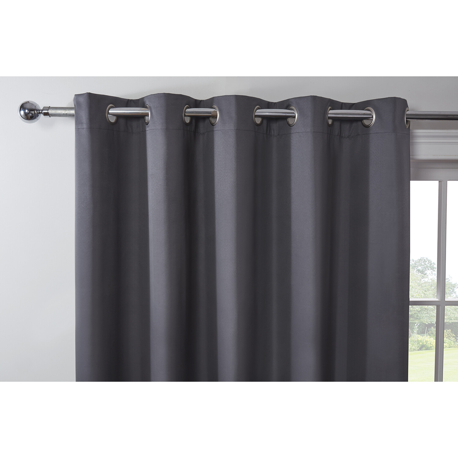 My Home Oxford Charcoal Blackout Eyelet Curtain 168 x 137cm Image 4