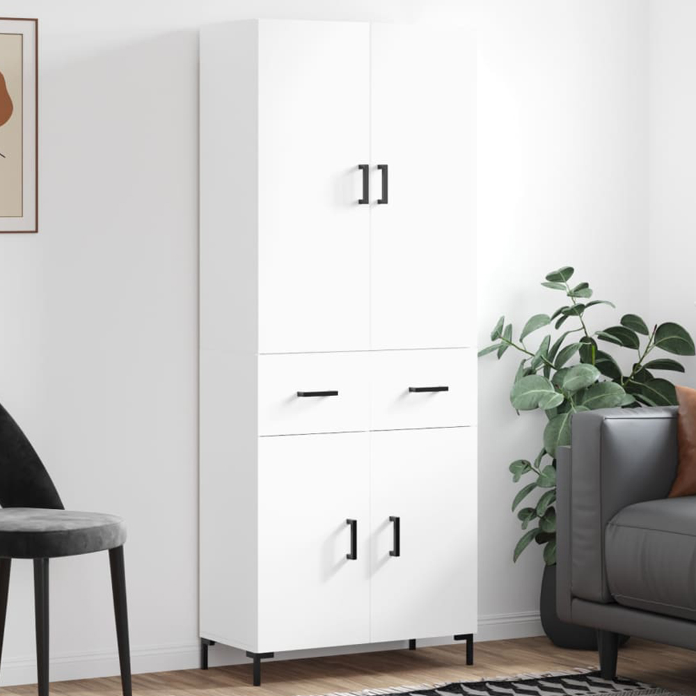 vidaXL 4 Door 2 Drawer White Highboard Image 1