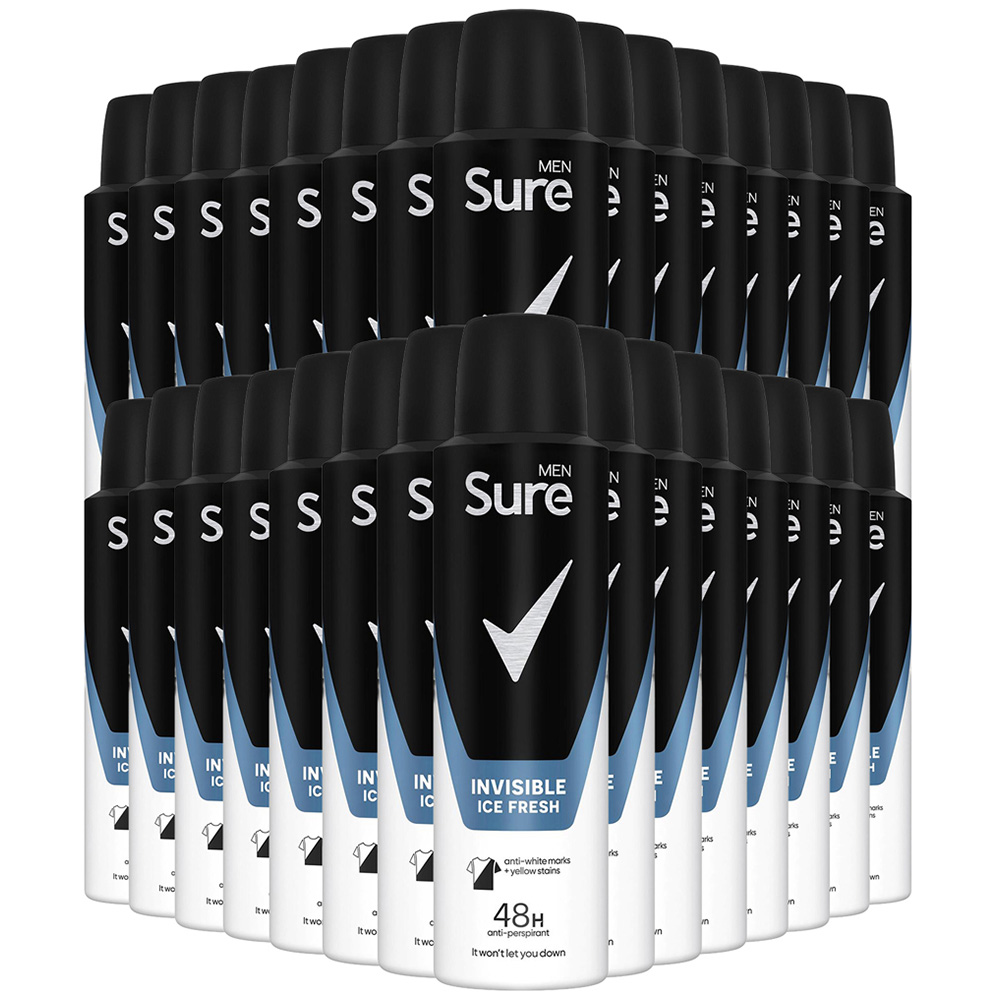 Sure Men 48H Protection Anti-Perspirant Invisible Ice Fresh Deodorant Spray 150ml 30 Pack Image 1