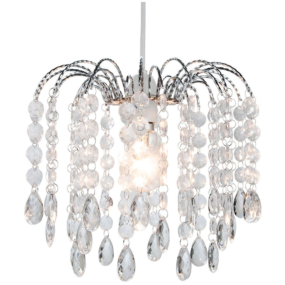 Happy Homewares Contemporary Waterfall Transparent Acrylic Droplets and Beads Pendant Shade Image 2