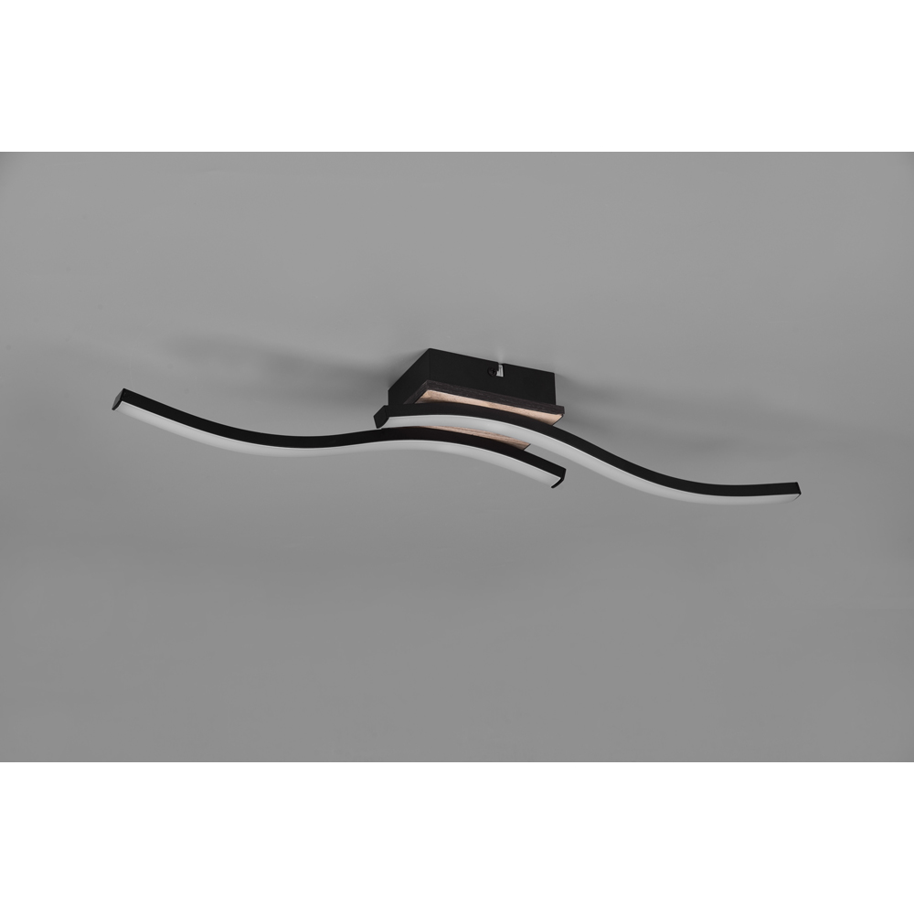 TRIO Route Wood Imitation 2 Light LED Ceiling Light Image 4