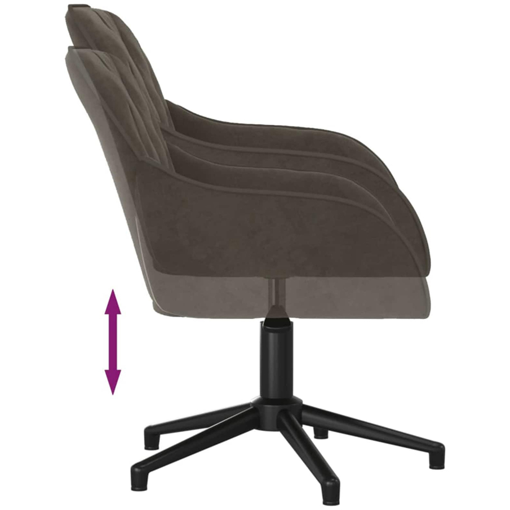vidaXL Set of 2 Dark Grey Velvet Height-Adjustable Swivel Dining Chair Image 7