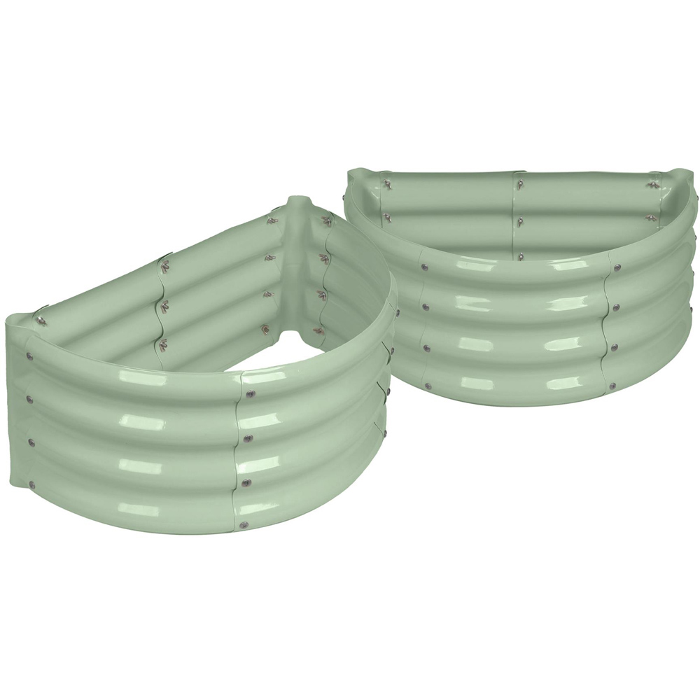 Harbour Housewares Green Semicircle Galvanised Steel Raised Garden Bed 60 x 30cm 2 Pack Image 1