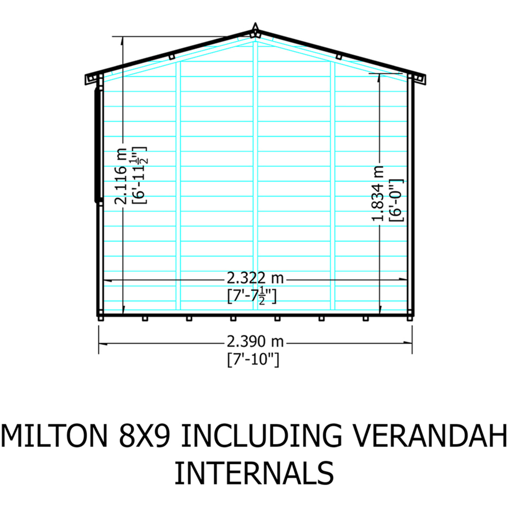 Shire Milton 8 x 9ft Double Door Shiplap Apex Summerhouse Image 4
