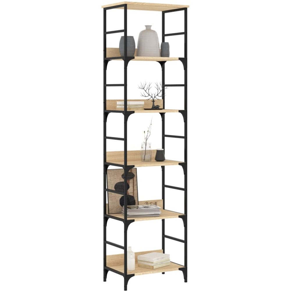 vidaXL 5 Open Shelf Sonoma Oak Bookshelf Image 3