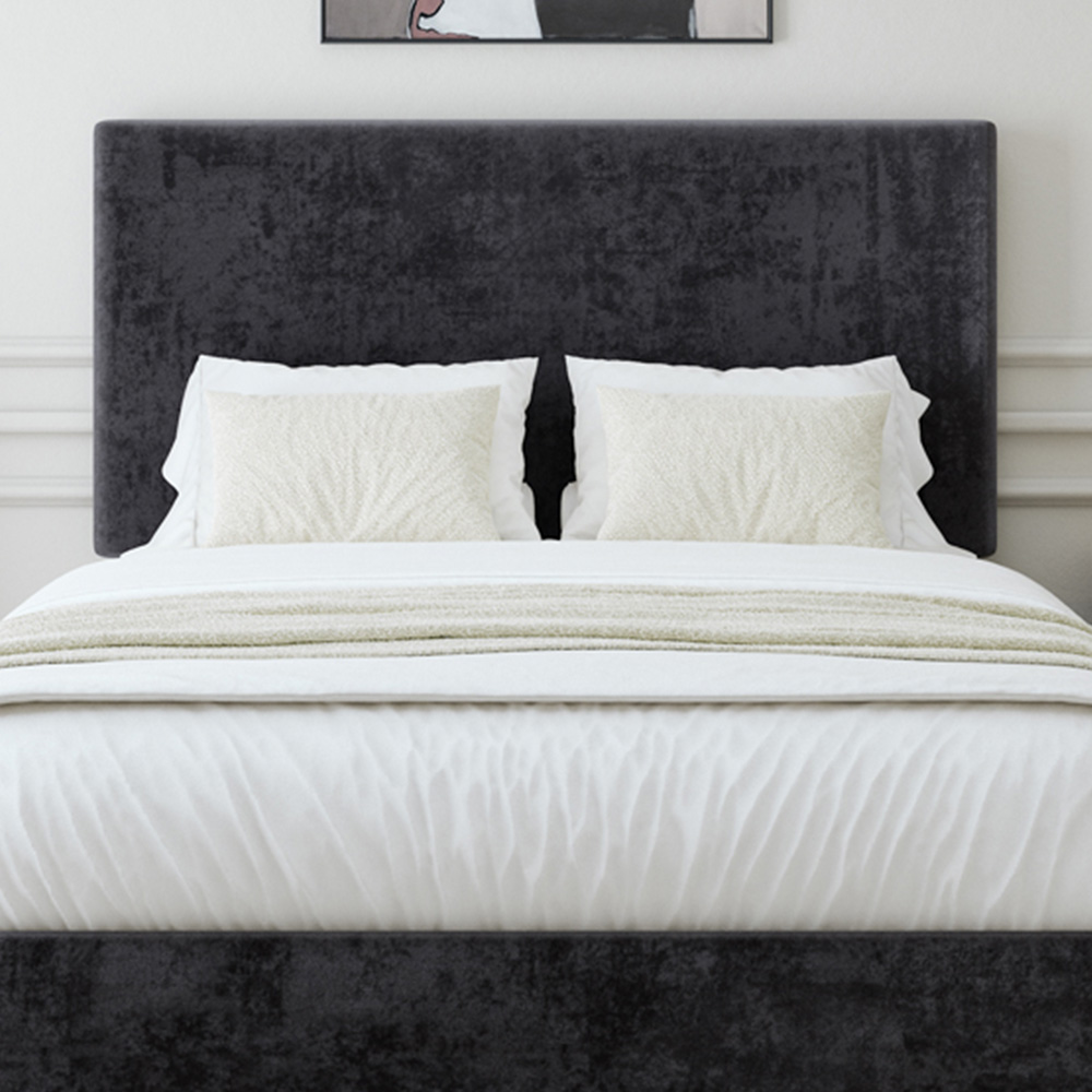 Bedmaster King Size Black Naples Linen Divan Base with Valencia Headboard Image 2