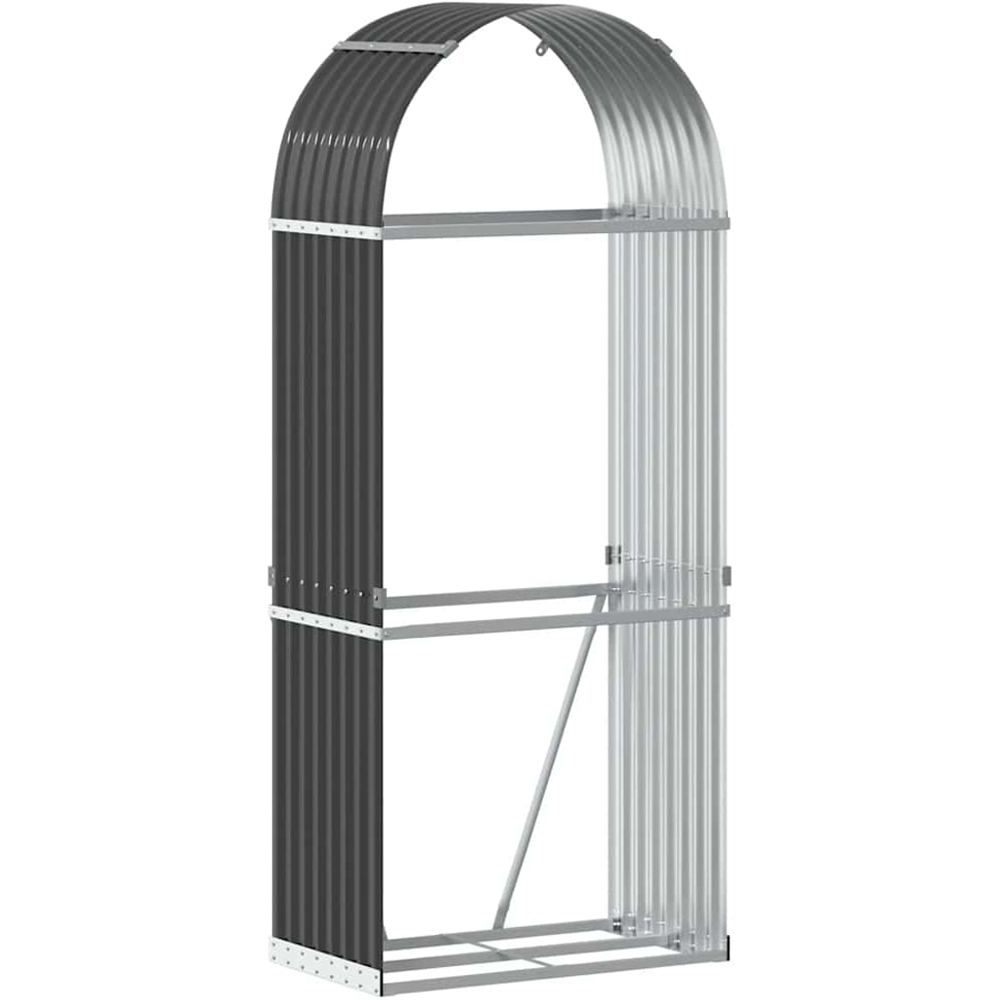 vidaXL Anthracite Galvanised Steel Firewood Log Holder 190 x 80 x 45cm Image 1