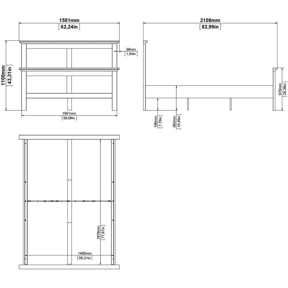 Florence Paris Double White Wooden Bed Image 8