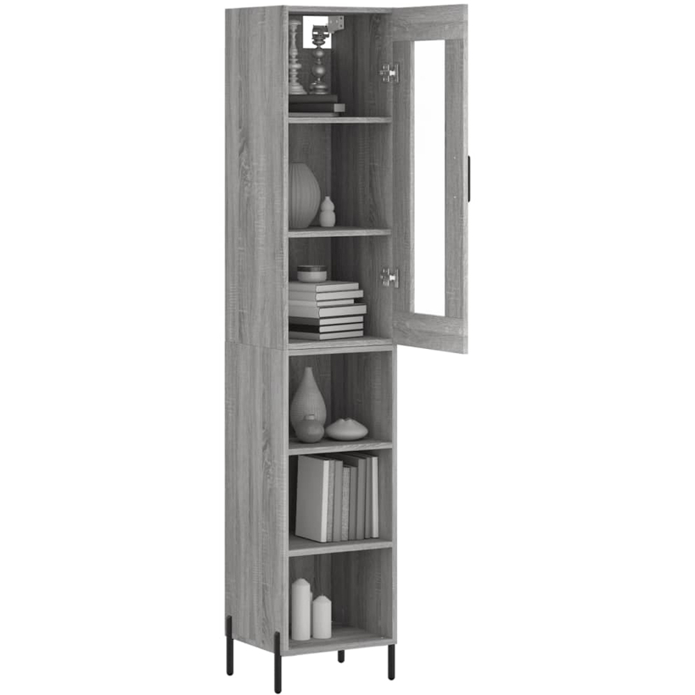 vidaXL Single Glass Door 3 Open Shelf Grey Sonoma Highboard Image 3