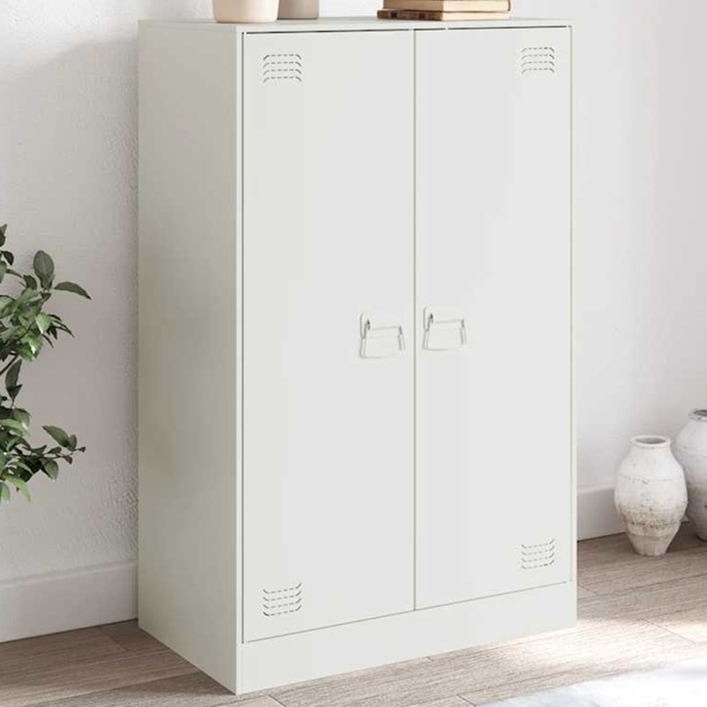 vidaXL 2 Door White Steel Sideboard Image 1