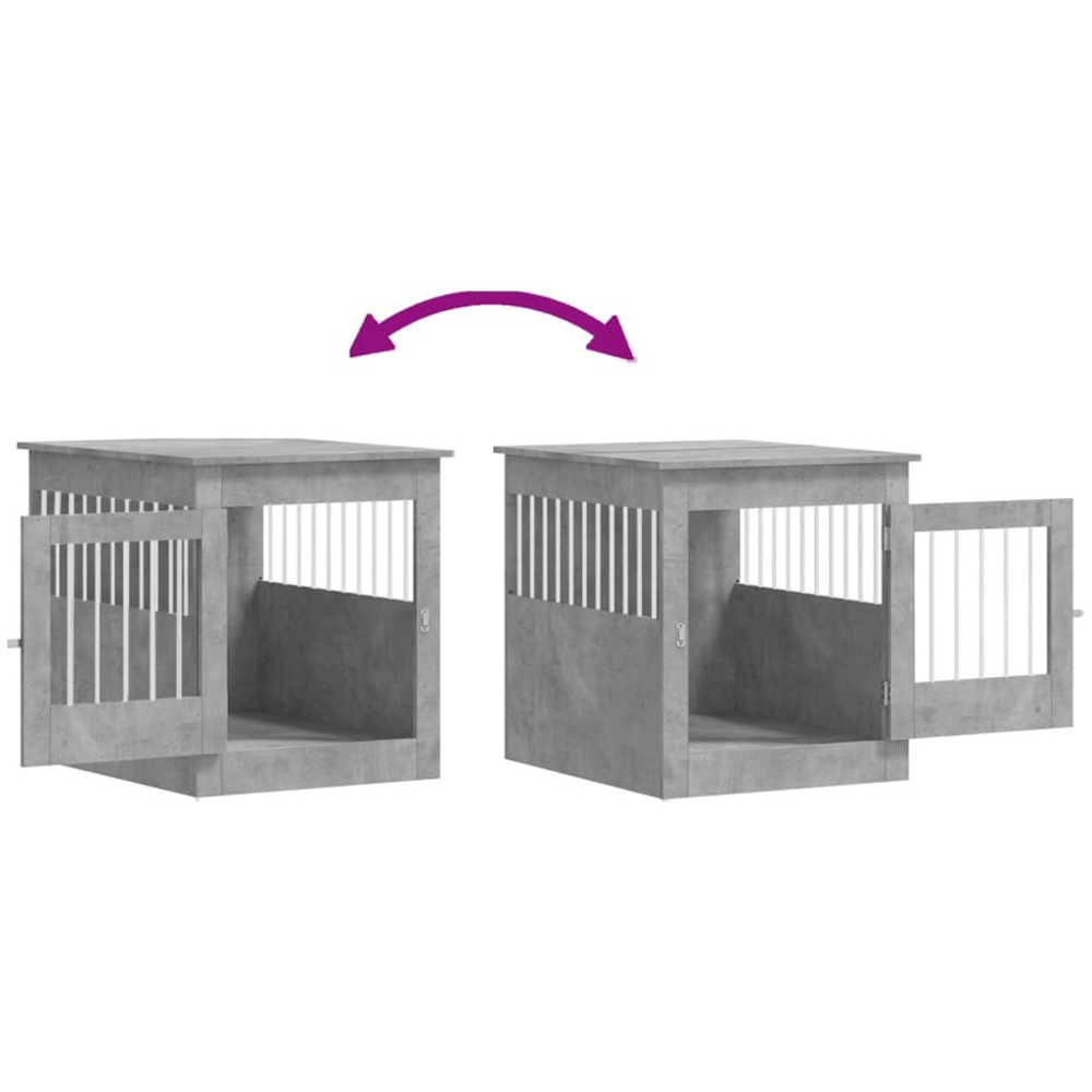 vidaXL Concrete Grey Processed Wood Dog Crate Furniture 64.5 x 80 x 71cm Image 9