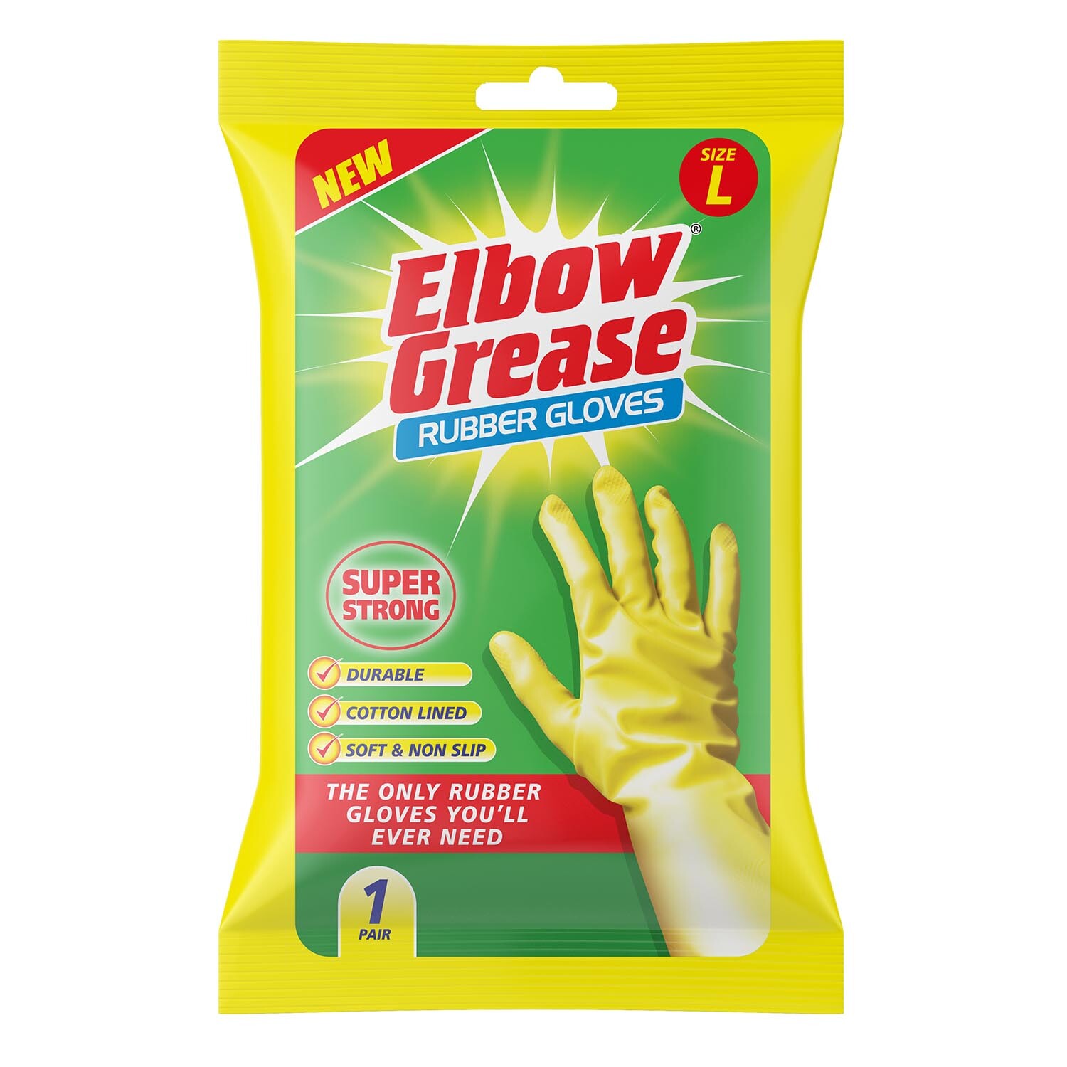 Elbow Grease Super Strong Rubber Gloves - L Image