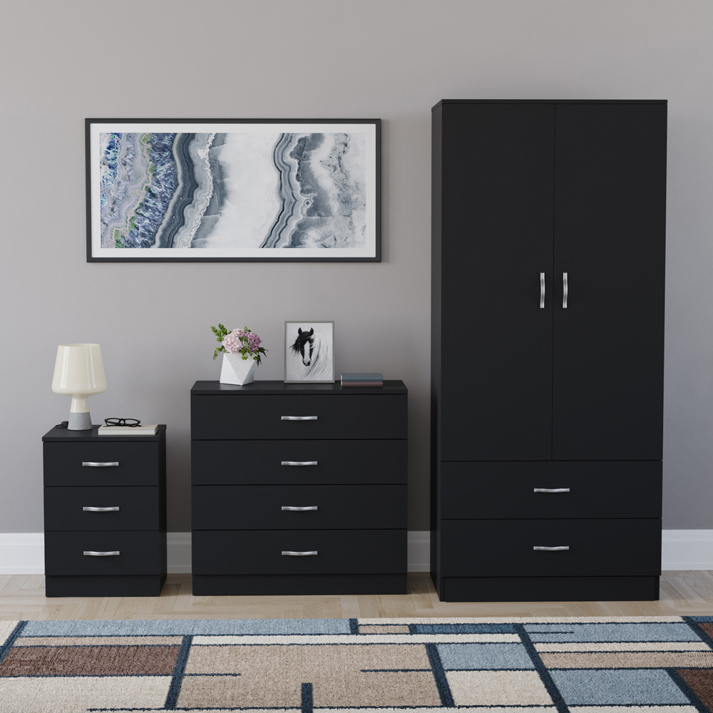 VIDA DESIGNS Riano Black 3 Piece Bedroom Furniture Set Image 2