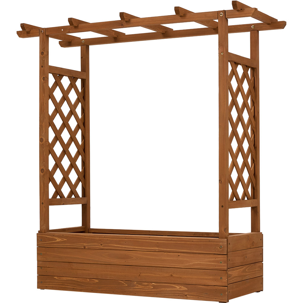 Living and Home Wooden Raised Garden Bed with Trellis and Hanging Roof Image 1