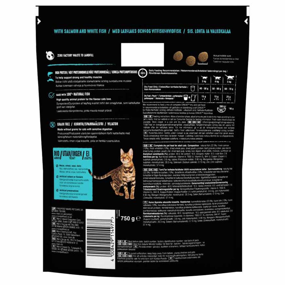 Crave Natural Complete Dry Cat Food Salmon and Fresh Whitefish 750g Image 3