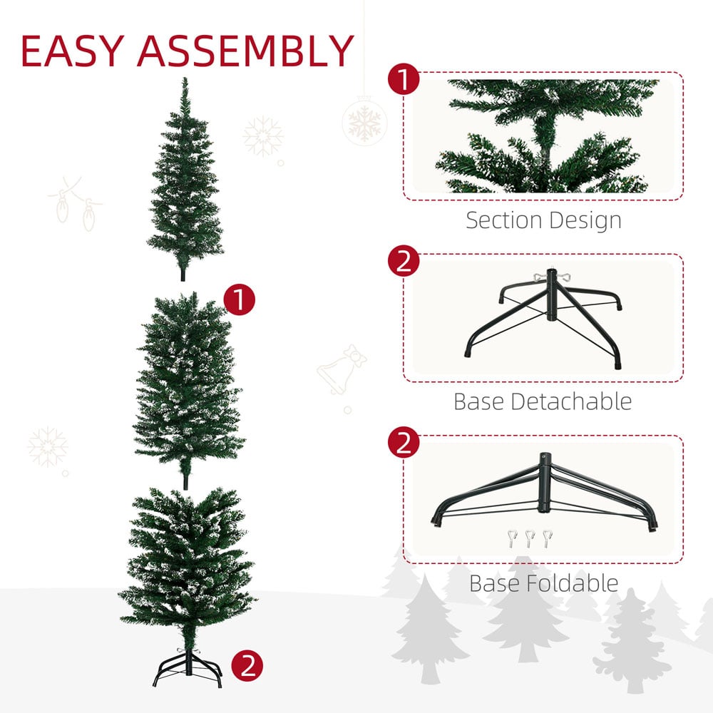 Everglow Snow Dipped Green Artificial Christmas Pencil Tree 6.5ft Image 6