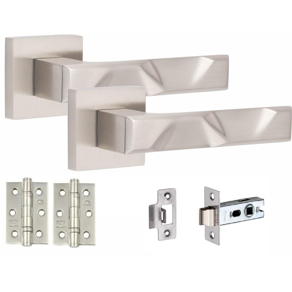 Golden Grace Satin Nickel Modern Nova Door Handle Set 6 Pack Image 2