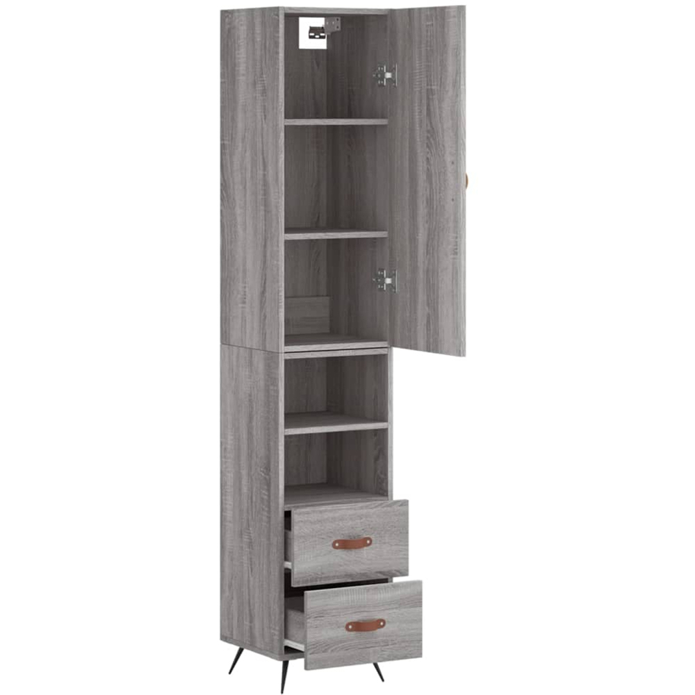 vidaXL Single Door 2 Drawer 2 Shelf Grey Sonoma Highboard Image 4