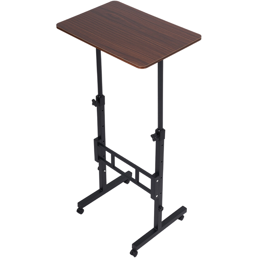 Living and Home Black and Walnut Height Adjustable Laptop Desk with Wheels Image 3