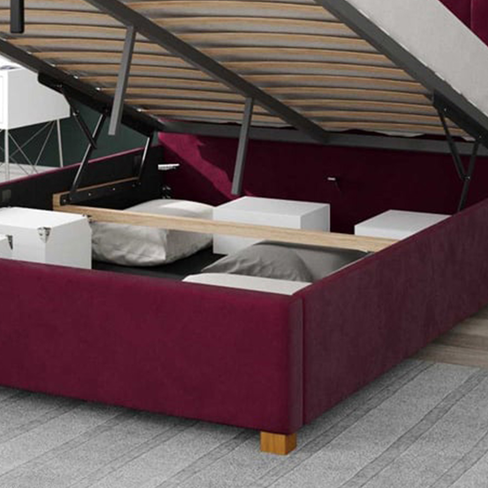 Aspire Hepburn Double Berry Plush Velvet Ottoman Bed Image 3