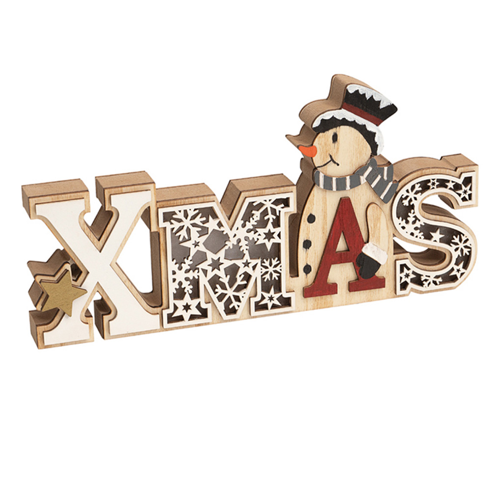 Xmas Haus Festive Light Up Wooden Christmas Decoration Image 1