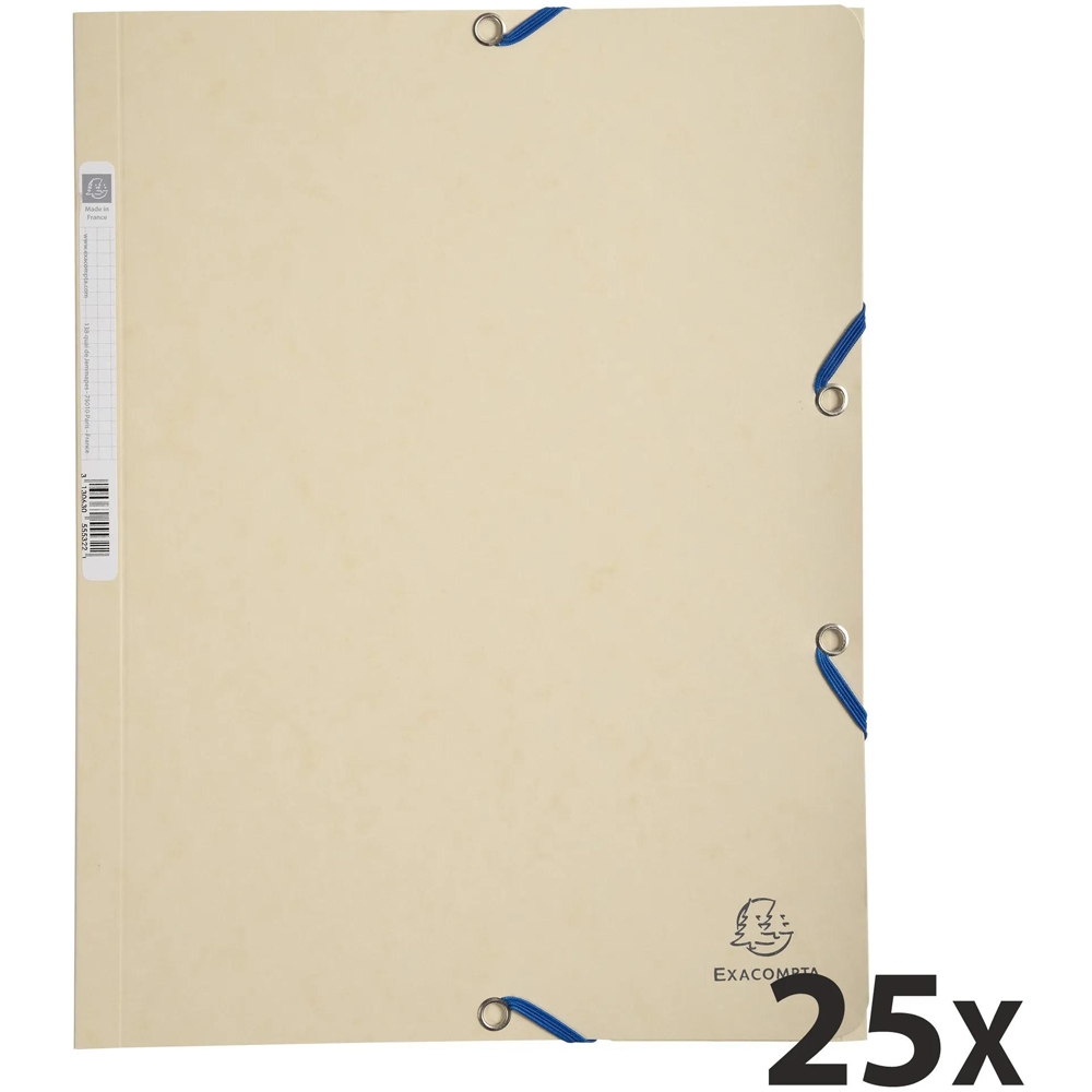 Exacompta A4 400gsm Ivory Elasticated 3 Flap Folder 25 Pack Image 6