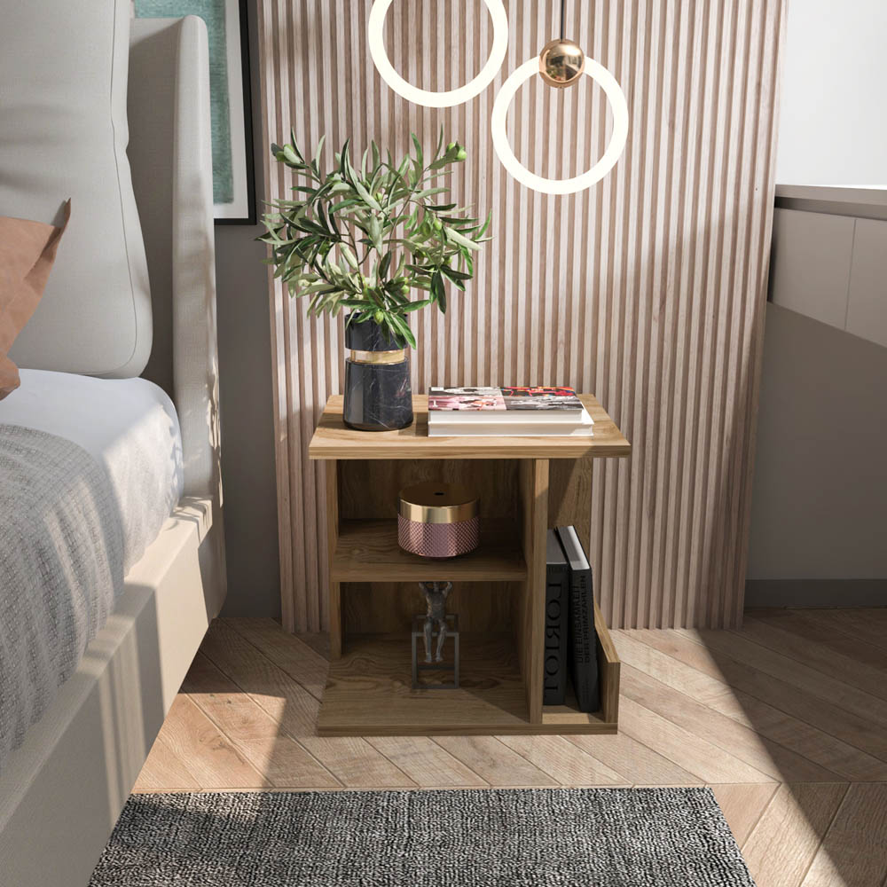 Decorotika Karamira 3 Shelf Oud Oak Bedside Table Image 6