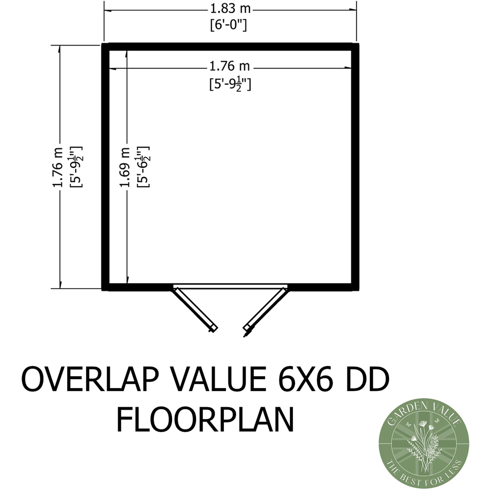 Shire GB Garden Value 6 x 6ft Overlap Double Door Garden Shed Image 9