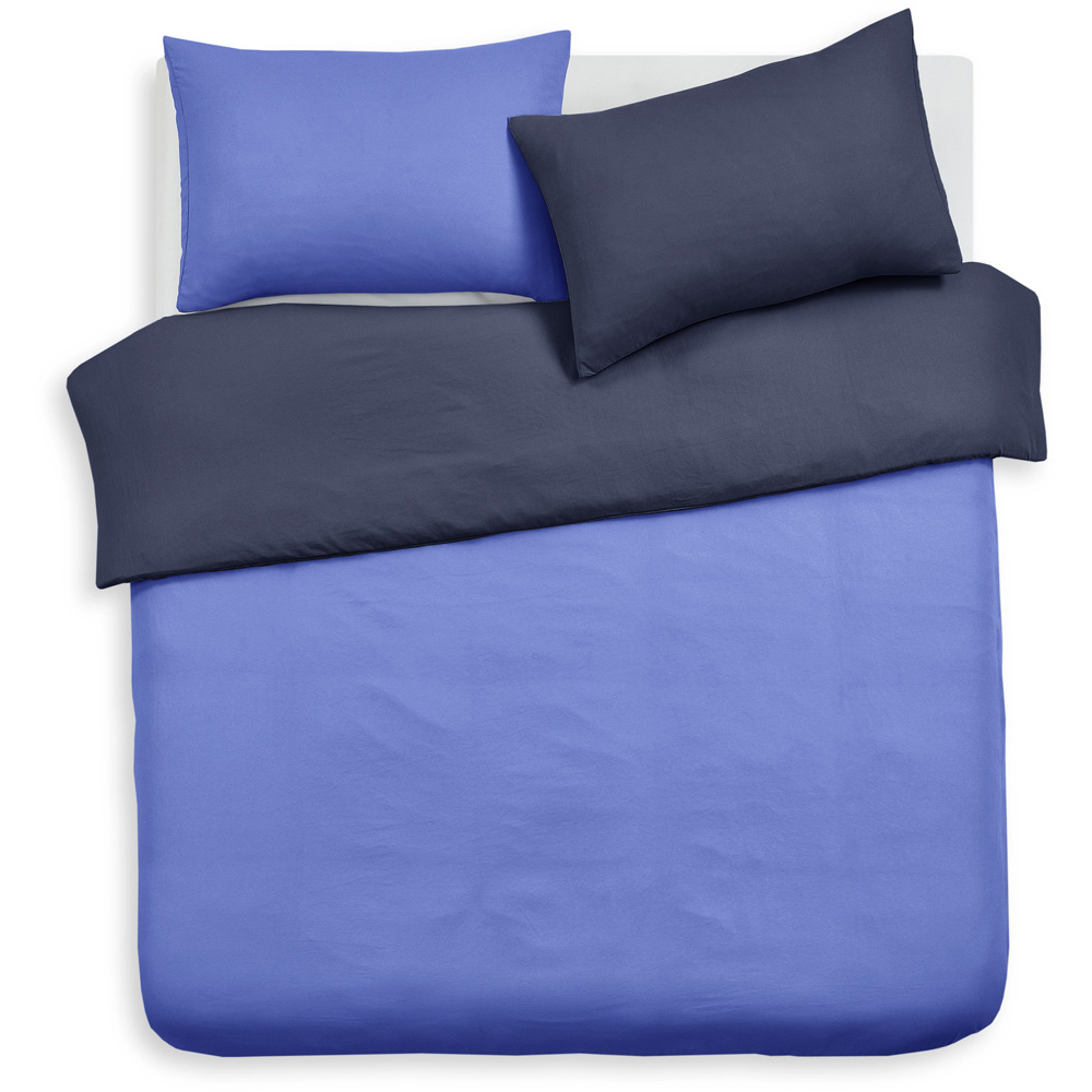 Velosso Single Blue and Navy Microfibre Reversible Duvet Cover Set Image 2