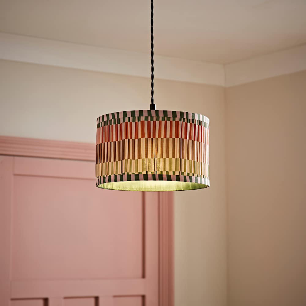 ValueLights Rae Natural Stripe Pleated Small Ceiling Drum Lamp Shade Image 3