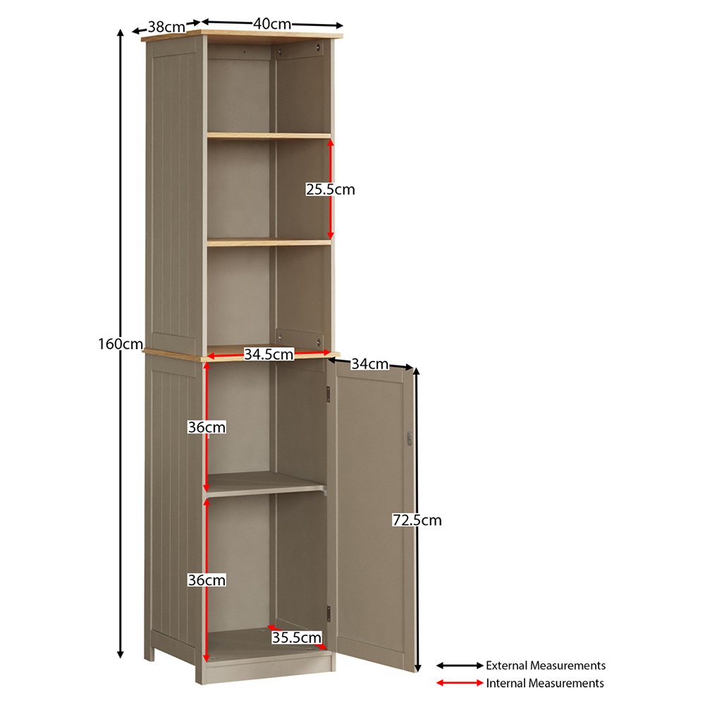 Lassic Bath Vida Priano Single Door 3 Shelf Tall Floor Cabinet Image 7