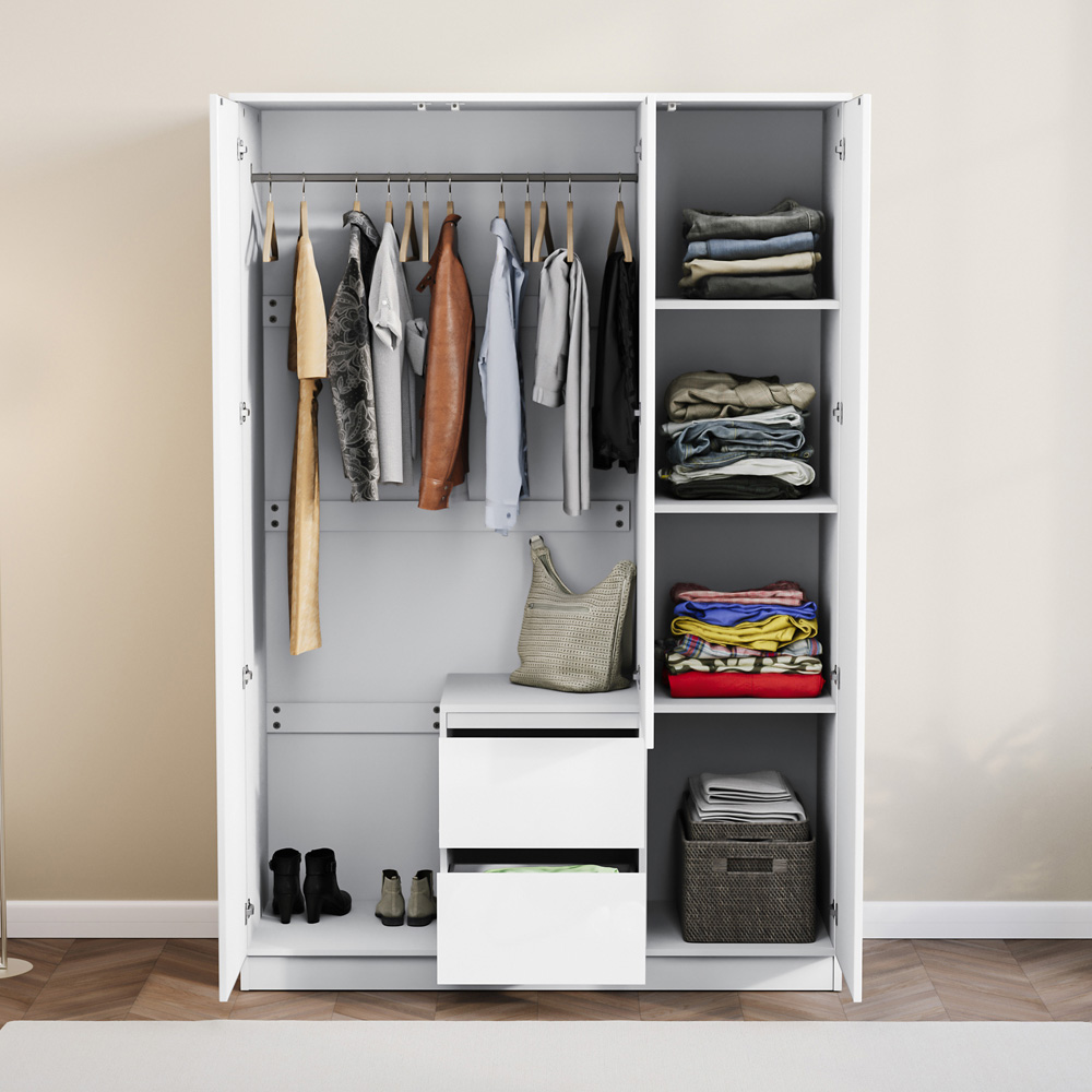 VIDA DESIGNS Glinton 3 Door 2 Drawer White Wardrobe Image 4