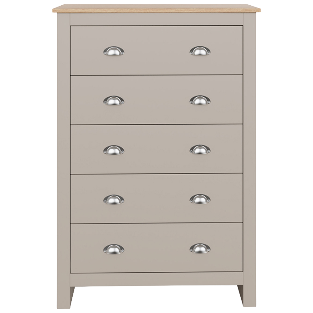 GFW Lancaster 5 Drawer Grey Chest of Drawers Image 4