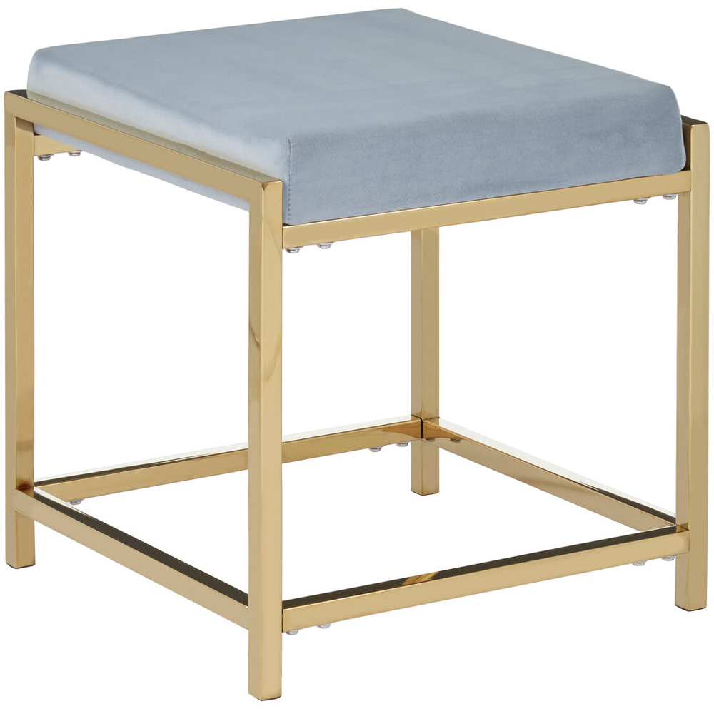 Premier Housewares Allure Powder Blue Velvet and Gold Stool Image 2