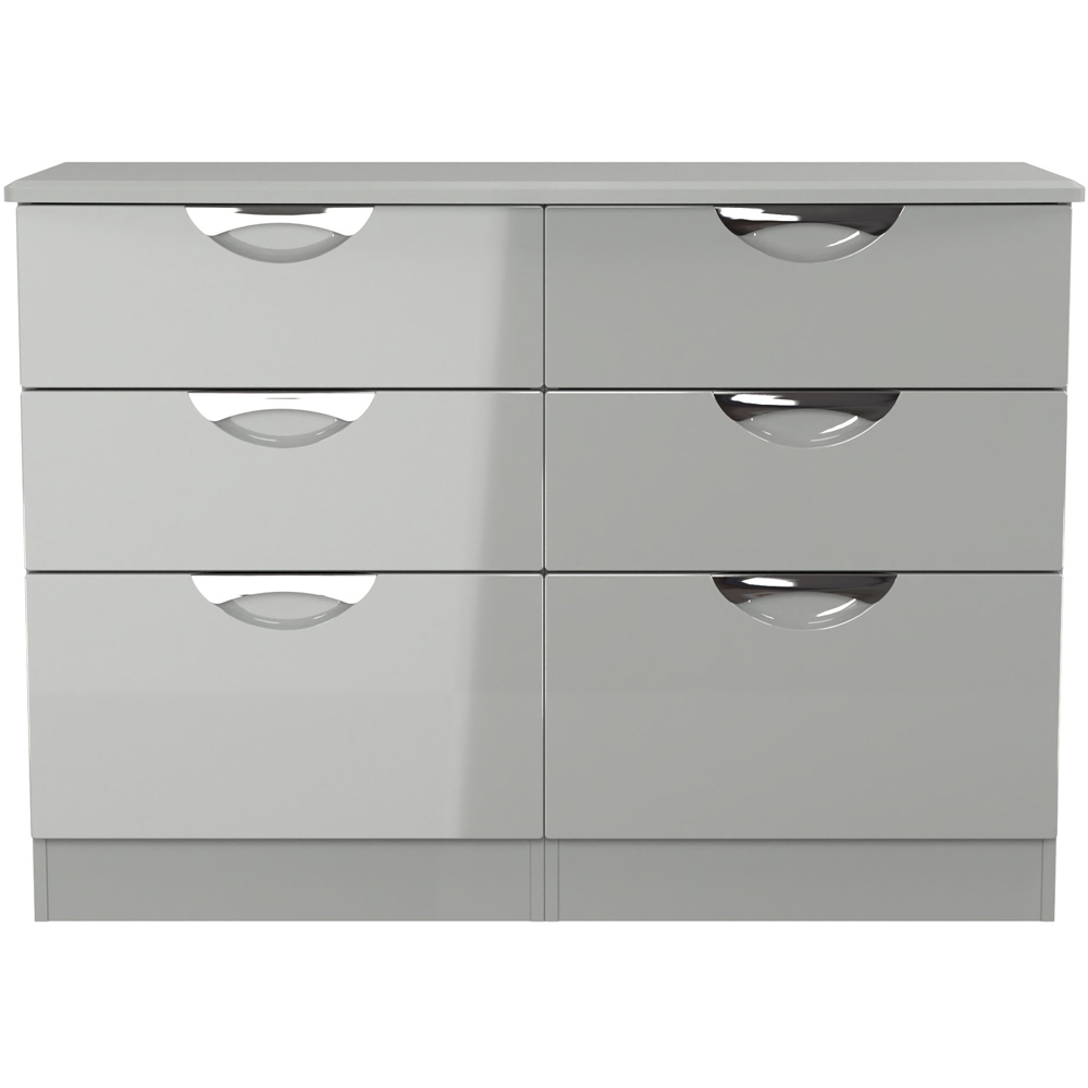 Crowndale Camden 6 Drawer Grey Gloss and Dusk Grey Wide Chest of Drawers Ready Assembled Image 2