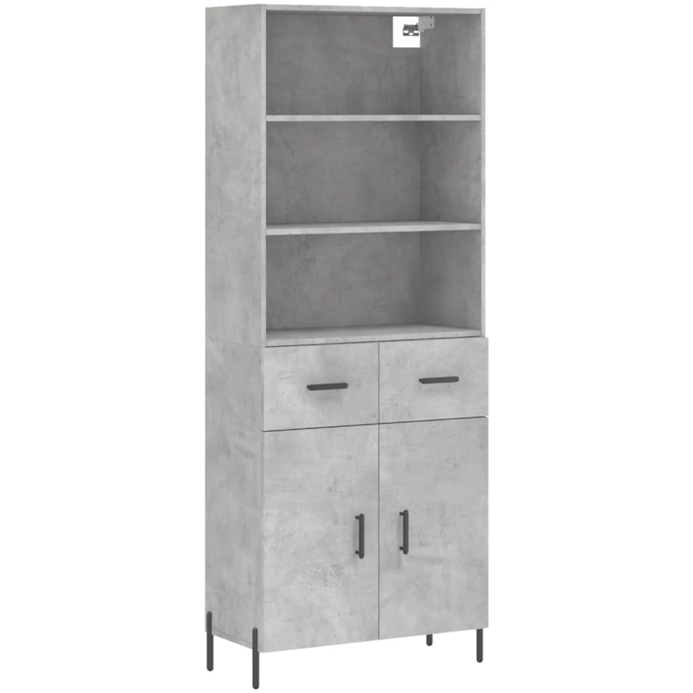 vidaXL 2 Door 2 Drawer 3 Shelf Concrete Grey Highboard Image 2
