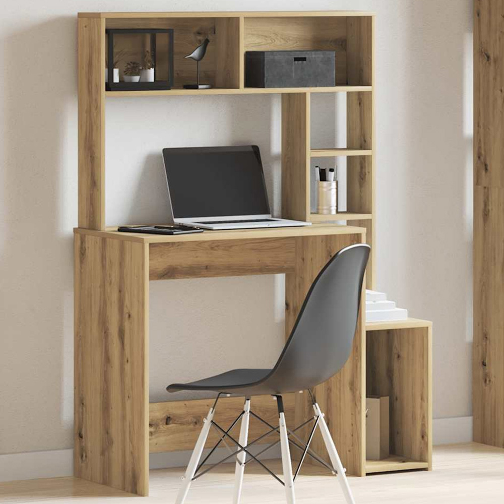 vidaXL 6 Shelf Computer Desk Artisan Oak Image 1