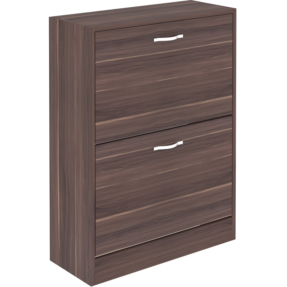 Vida Designs 2 Drawer Walnut Shoe Cabinet Image 2