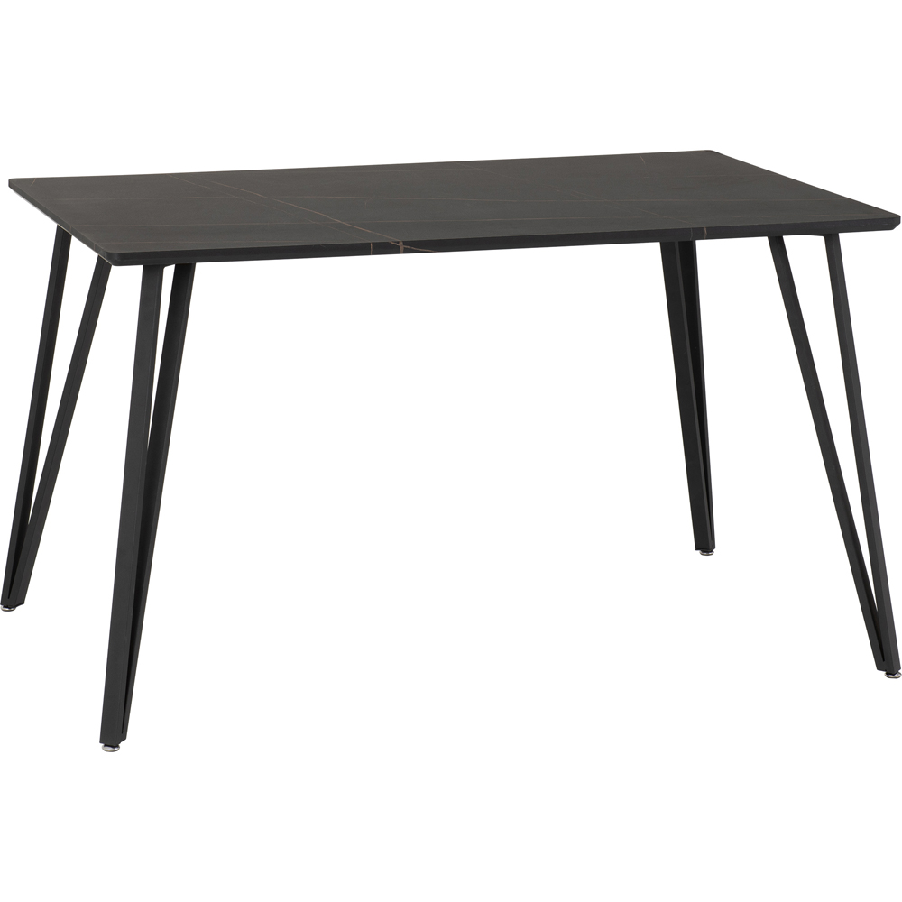 Seconique Marlow 4 Seater Black Dining Table Marble Effect Image 2