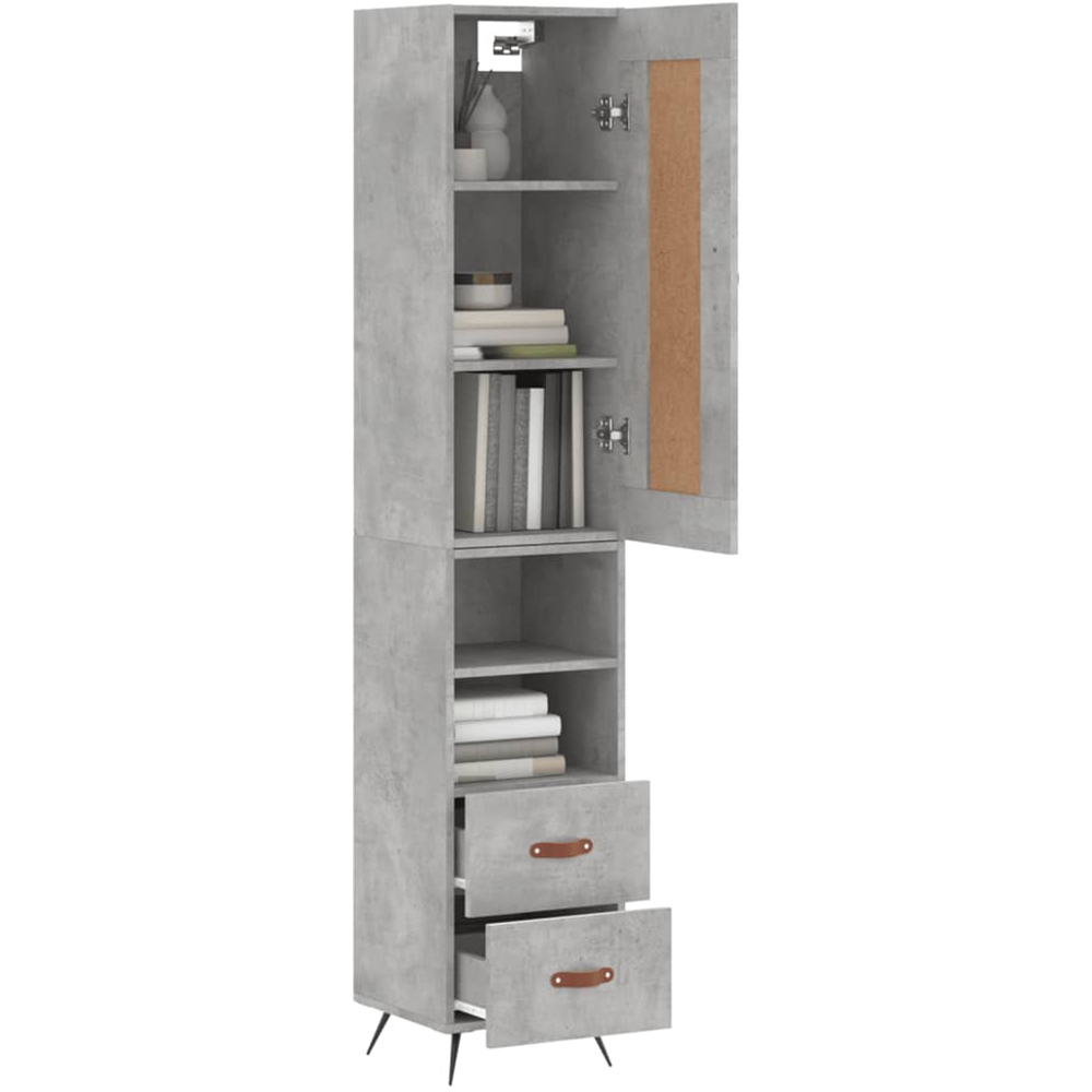 vidaXL Single Door 2 Drawer 2 Shelf Concrete Grey Highboard Image 3