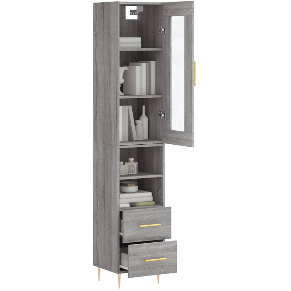 vidaXL 2 Door Grey Highboard Image 3