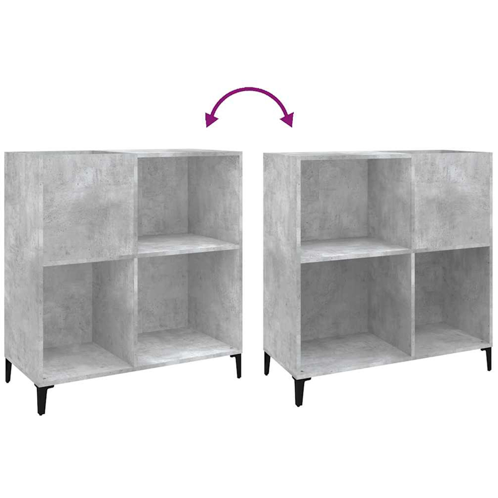 vidaXL 3 Shelf Concrete Grey Record Cabinet Image 6