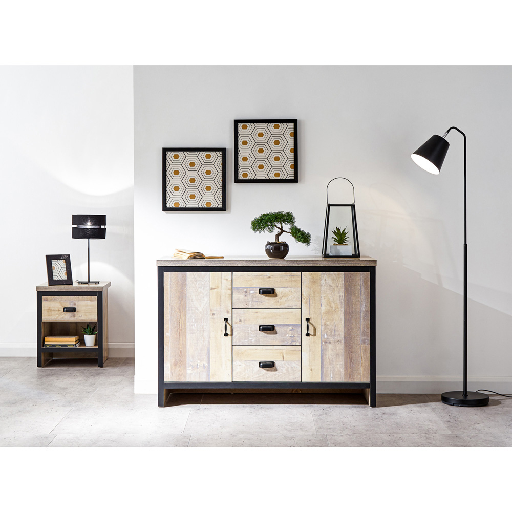 GFW Boston 2 Door 3 Drawer Oak Sideboard Image 7
