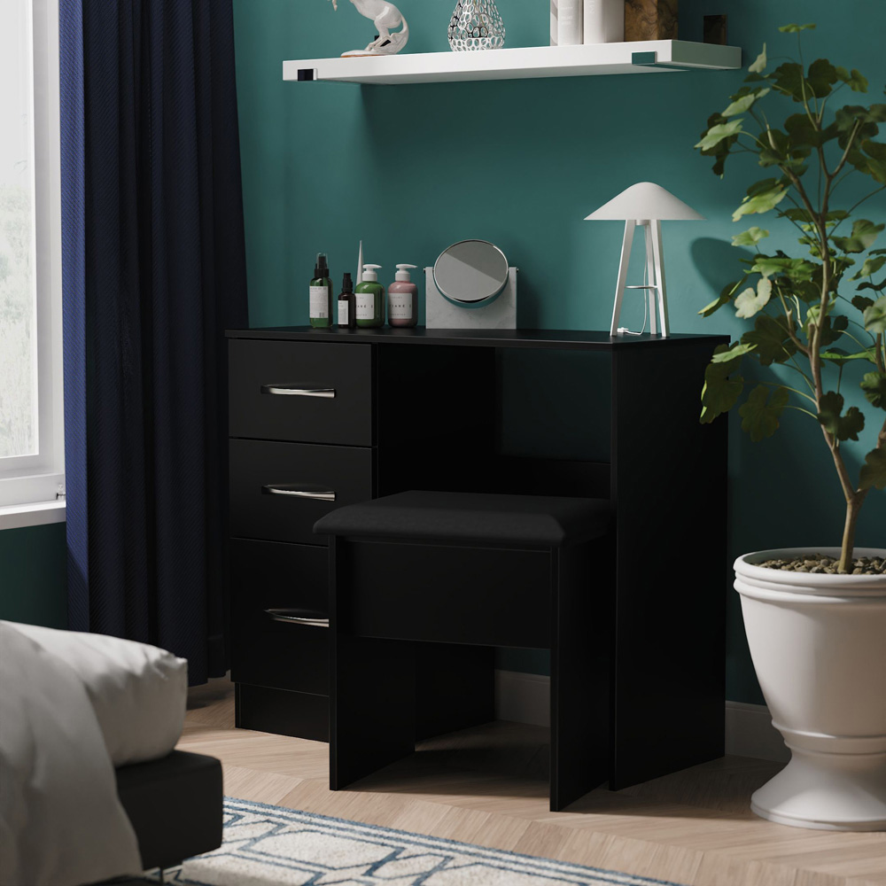 Crowndale Avon 3 Drawer Black Matt Dressing Table Ready Assembled Image 7