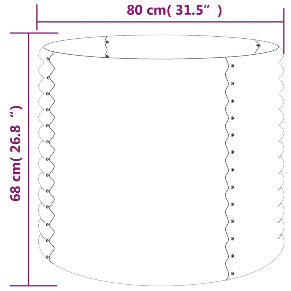 vidaXL Brown Galvanised Steel Garden Planter 68 x 80 x 80cm Image 3