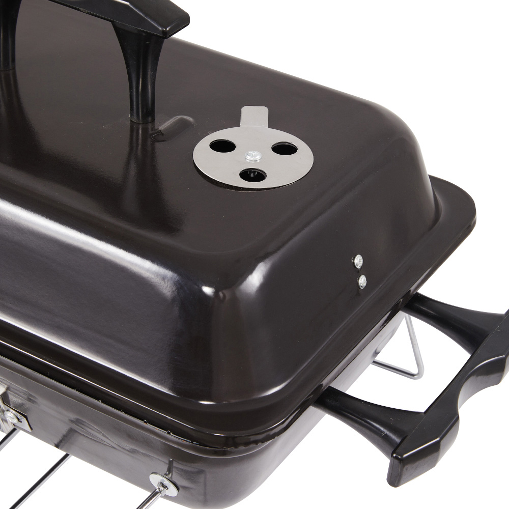 Living and Home Outdoor Tabletop Charcoal BBQ Grill Smoker with Lid Image 3
