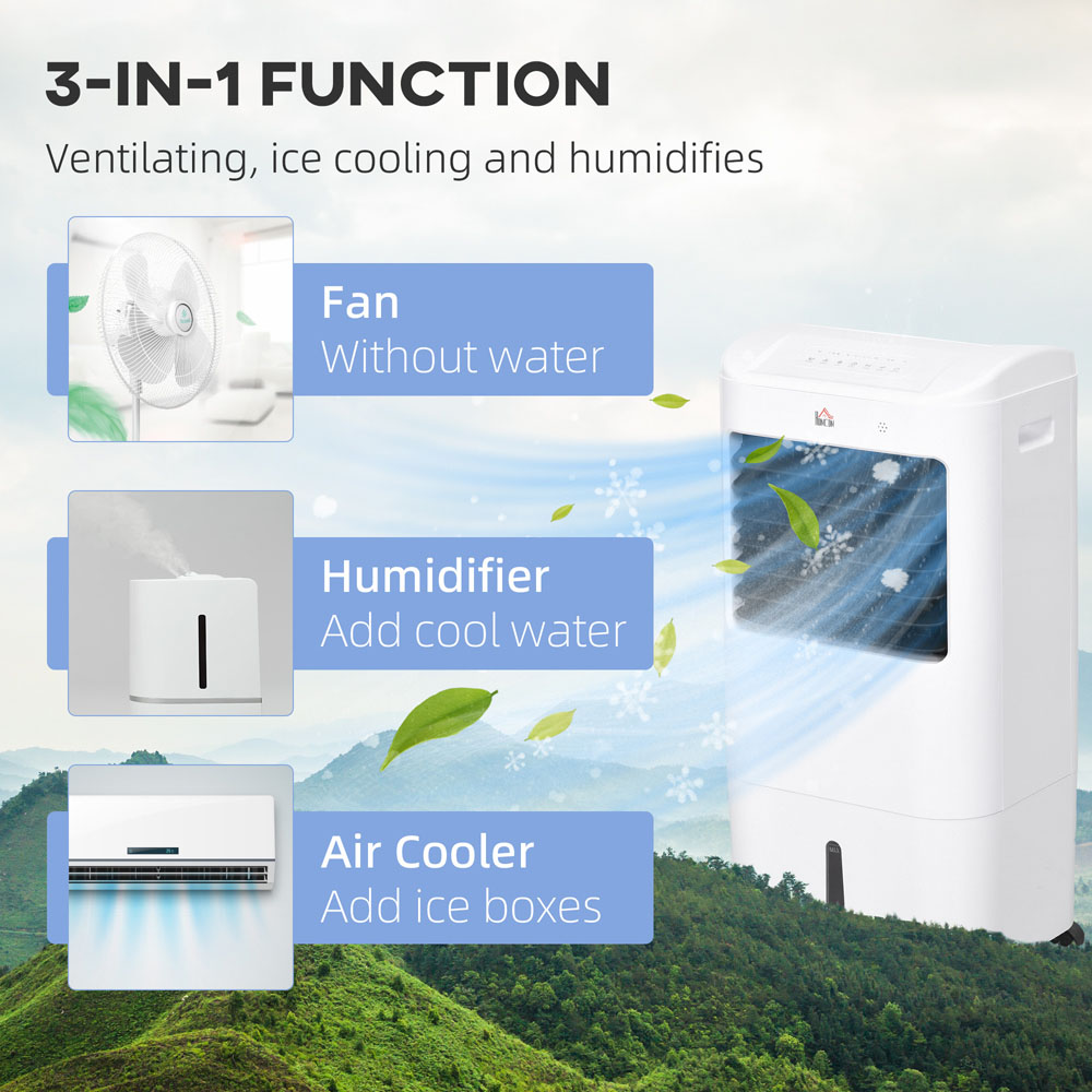 HOMCOM White Portable Air Cooler with Humidifier and Remote Image 5