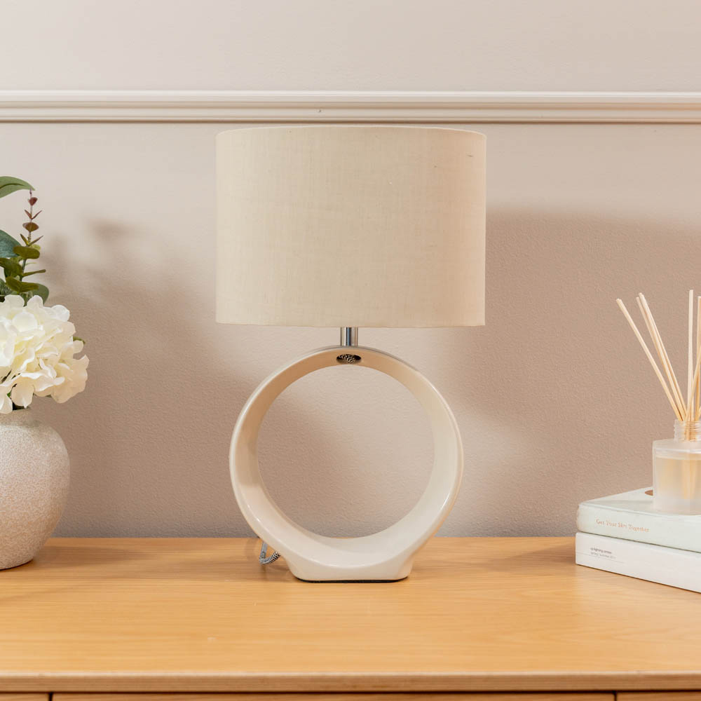 ValueLights Tia Natural Shade Ceramic Loop LED Table Lamp 2 Pack Image 2
