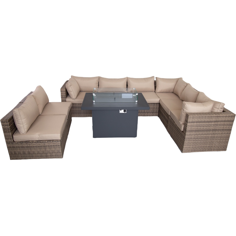 Furniture One 8 Seater Yellow Outdoor Patio Fire Pit Rattan Furniture Set Image 3