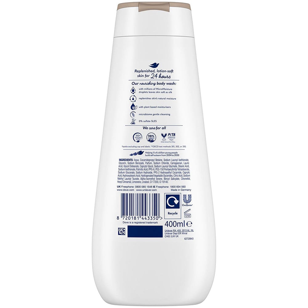 Dove Advanced Care Nourishing Silk Body Wash 400ml 8 Pack Image 3